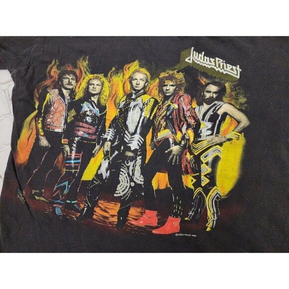 Vintage 1986 Judas Priest Shirt Turbo Fuel for Life Concert Tour Band Tee Metal - Picture 2 of 9